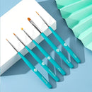5PCS Nail Art Brushes Blue Nail Liner Brush Gradient Tools Nail Carving French Nails Nail Drawing Pen For Gel Polish Manicure Salon DIY At