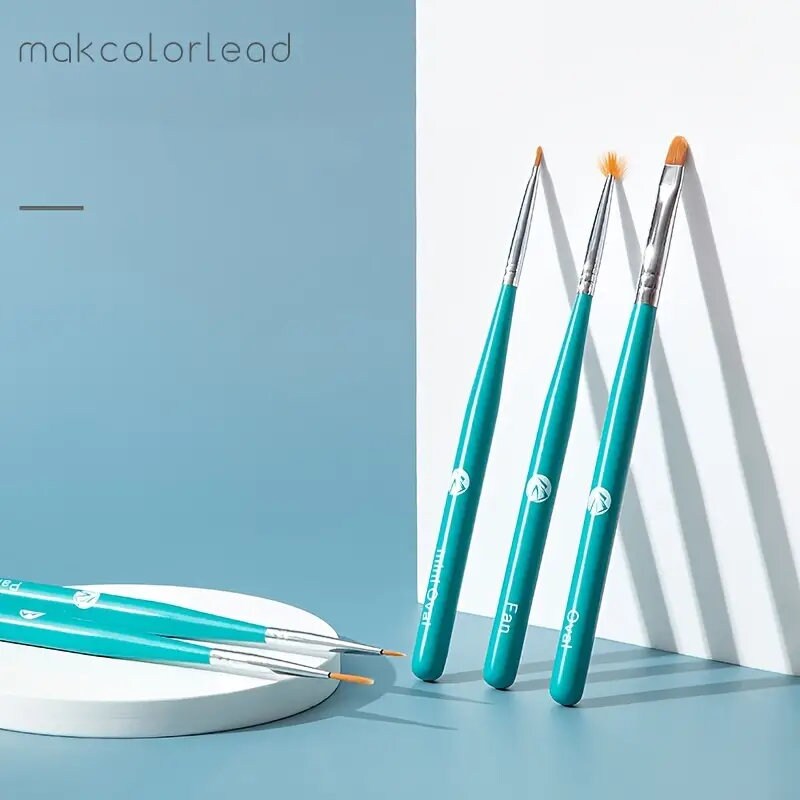 5PCS Nail Art Brushes Blue Nail Liner Brush Gradient Tools Nail Carving French Nails Nail Drawing Pen For Gel Polish Manicure Salon DIY At