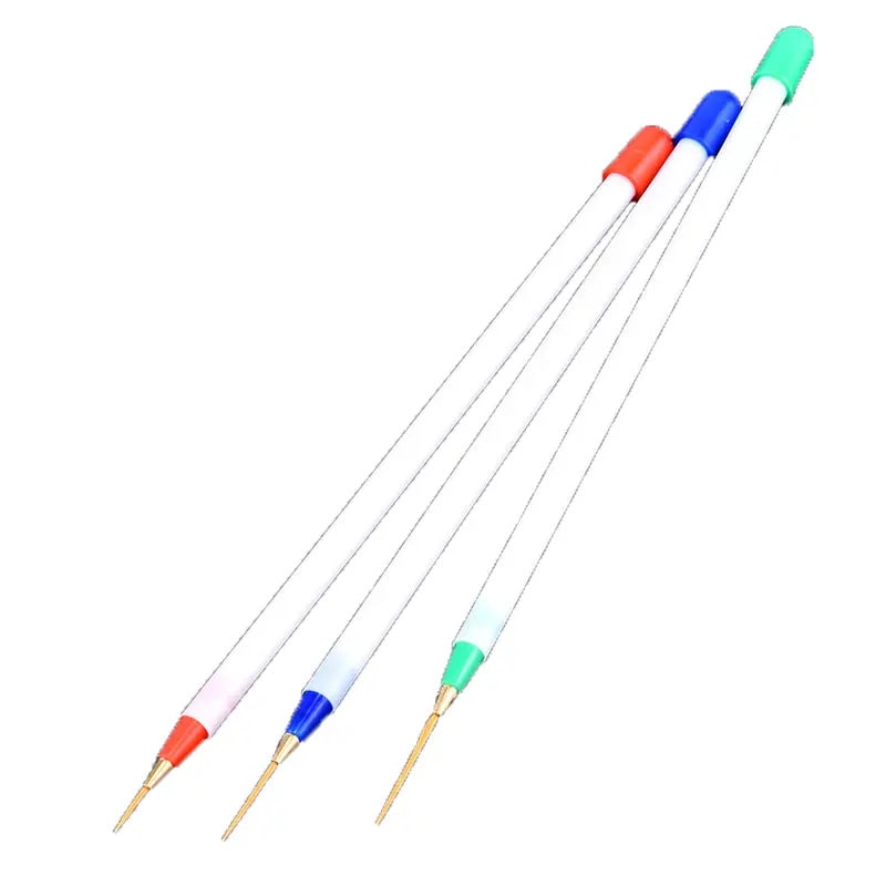 3 Pcs Nail Art Brushes For Manicure Gel With White Handle Soft Head Drawing Dotting Stripe Pattern DIY Creative Craft Nail Art Pen