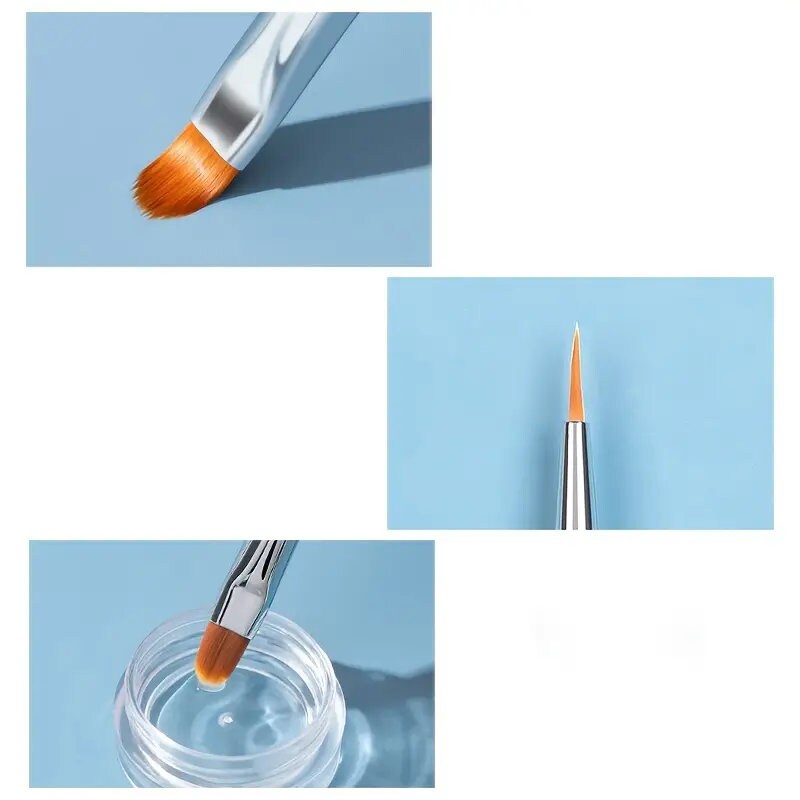 5PCS Nail Art Brushes Blue Nail Liner Brush Gradient Tools Nail Carving French Nails Nail Drawing Pen For Gel Polish Manicure Salon DIY At