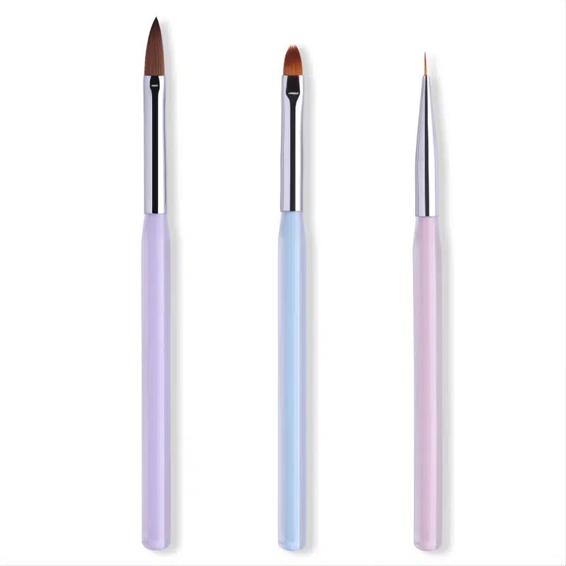 3 Pcs Nail Art Candy Color Brush Acrylic UV Gel Builder Painting Dotting Pen Carving Tips Manicure Salon Tools