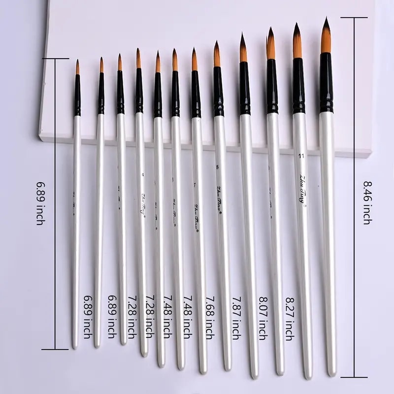 12 Pcs Nylon Gel Nail Art Brush Set | Nail Extension Gel Brush | Builder Gel Brush For Home Beauty Salon DIY Manicure