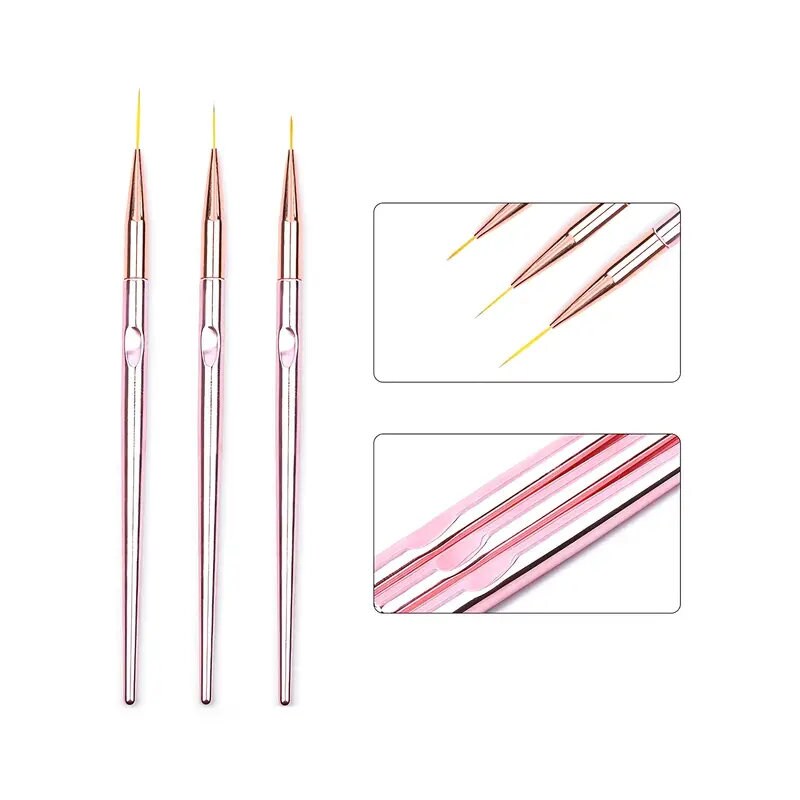 Nail Art Stripe Gel Brush | Rose Gold Metal Line Thin Nail Brush For Nail Art | Nail Accessories