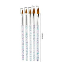5 Pcs Nail Art Brush Tools Set Crystal Handle Acrylic UV Gel Carving Glitter Pen