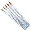 5 Pcs Nail Art Brush Tools Set Crystal Handle Acrylic UV Gel Carving Glitter Pen