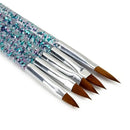5 Pcs Nail Art Brush Tools Set Crystal Handle Acrylic UV Gel Carving Glitter Pen