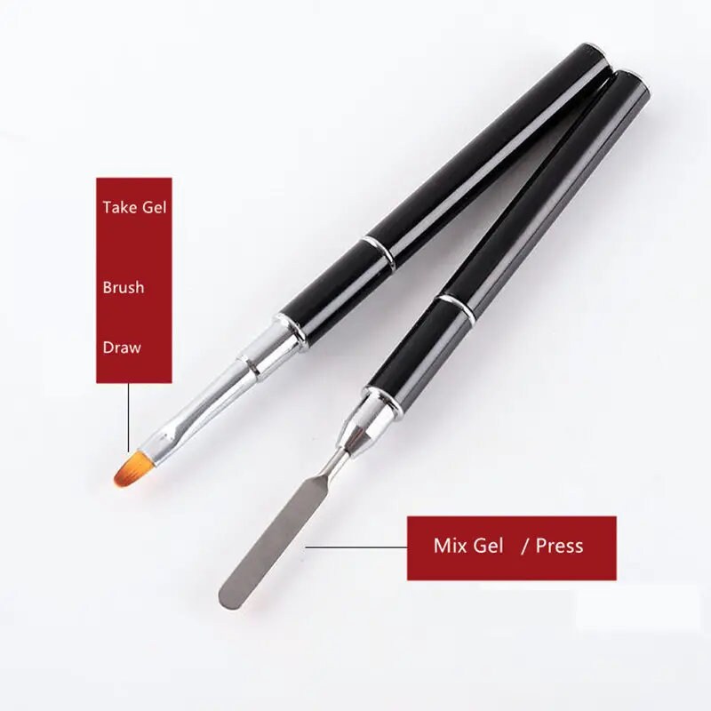 Nail Art Acrylic Nail Brush Double Head GlueTaking Pen Quick Extension Gel Steel