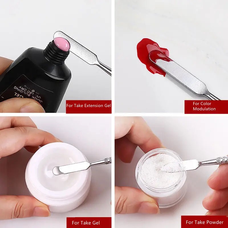 Nail Art Acrylic Nail Brush Double Head GlueTaking Pen Quick Extension Gel Steel