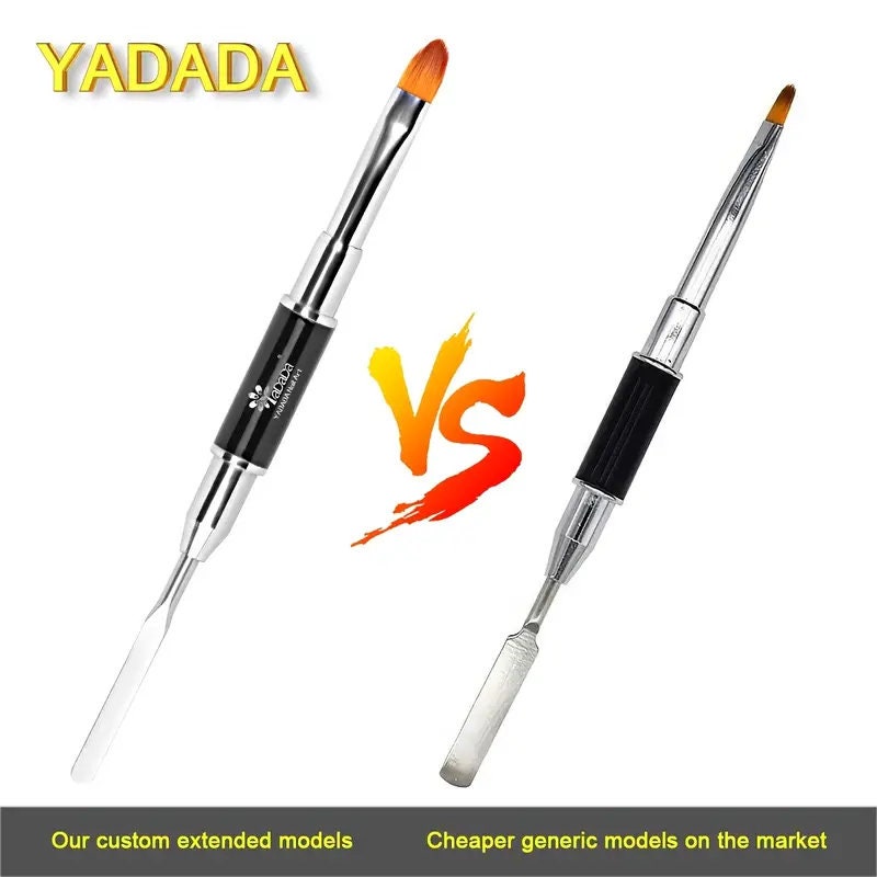 YADADA Dual-Ended Polygel Nail Brush & Picker | 2 In 1 Designs Polygel Nial Brushes Stainless Steel Gel Nail Brush Polygel Slice Tool