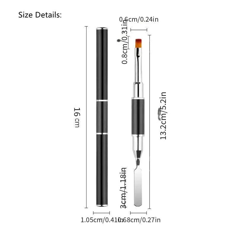 Nail Art Acrylic Nail Brush Double Head GlueTaking Pen Quick Extension Gel Steel