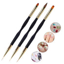 3 Pcs French Striped Ultra-Fine Line Dual-Ended UV Gel Painted Nail Art Brush Set