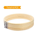 Caydo 6 Pieces 10 Inch Adjustable Wooden Round Embroidery Hoops Bamboo Circle Cross Stitch Craft Practice Needlework