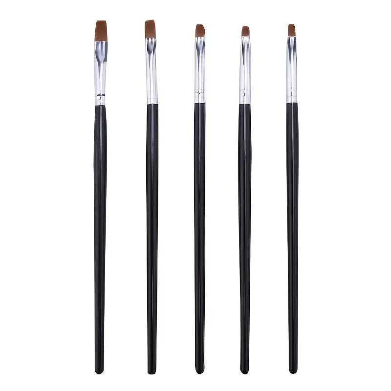 5 Pcs/Set Nail Art Brush Flat Pen Drawing Painting Tips Floral Painting Brush Manicure Nail Art Tool