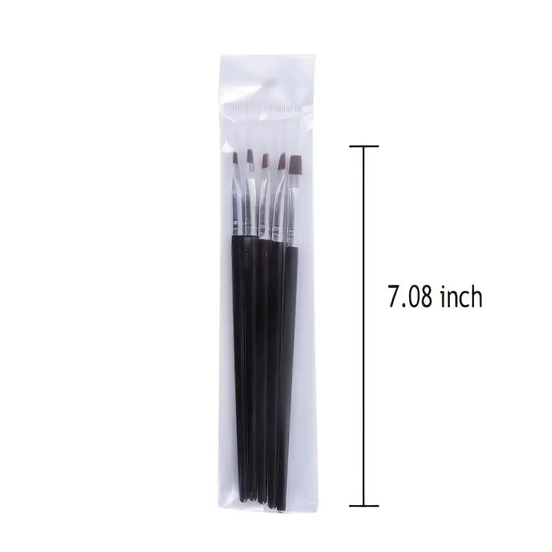 5 Pcs/Set Nail Art Brush Flat Pen Drawing Painting Tips Floral Painting Brush Manicure Nail Art Tool