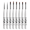 8pcs Zebra Pattern Handle Nail Brush Set Drawing Pen Painting Tool