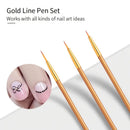 3 Pcs/set Rose Golden Nail Art Line Painting Brushes Metal Handle Thin Liner Drawing Pen DIY UV Gel Tips Design Manicure Tool Kits