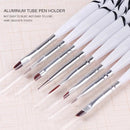 8pcs Zebra Pattern Handle Nail Brush Set Drawing Pen Painting Tool