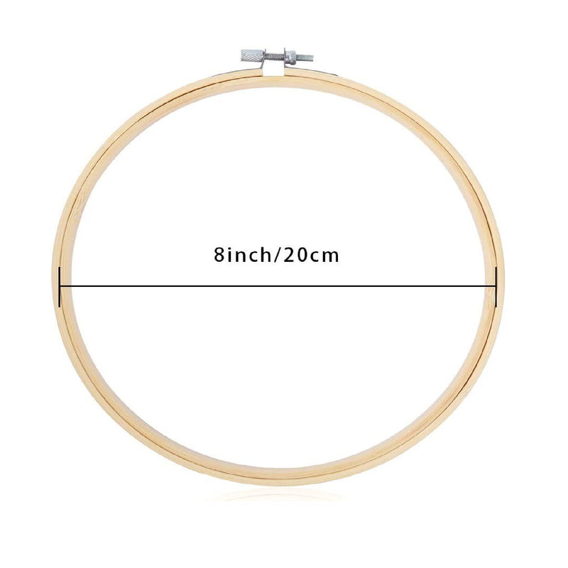Caydo 8 Pieces 8 Inches Round Wooden Embroidery Hoops Adjustable Bamboo Circle