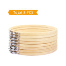 Caydo 8 Pieces 8 Inches Round Wooden Embroidery Hoops Adjustable Bamboo Circle