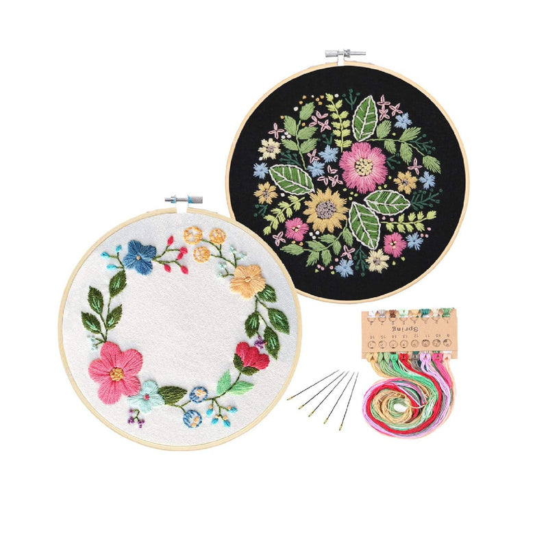 2 Pack Embroidery Starter Kits With Pattern | Kissbuty Full Range Of Stamped Embroidery Kit