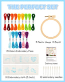 Pllieay 10 PCS Embroidery Beginner Kits for Kids 7-13, Include Instructions | Embroidery Starter Kit with Pattern, Needlepoint Kits