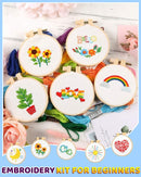 Pllieay 10 PCS Embroidery Beginner Kits for Kids 7-13, Include Instructions | Embroidery Starter Kit with Pattern, Needlepoint Kits