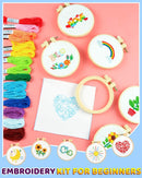 Pllieay 10 PCS Embroidery Beginner Kits for Kids 7-13, Include Instructions | Embroidery Starter Kit with Pattern, Needlepoint Kits