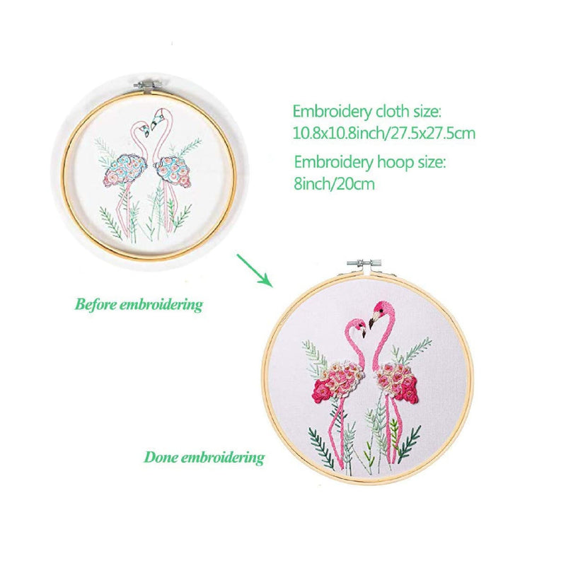 Konrisa Flamingo Embroidery Kit for Beginners with Floral Print Pattern Full Range