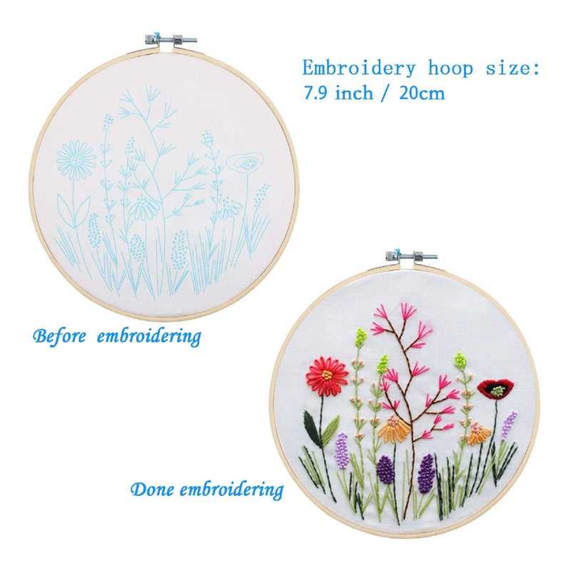 Full Range Embroidery Starter Kit | Kissbuty Cross Stitch Kit Including Floral Pattern Embroidery Fabric
