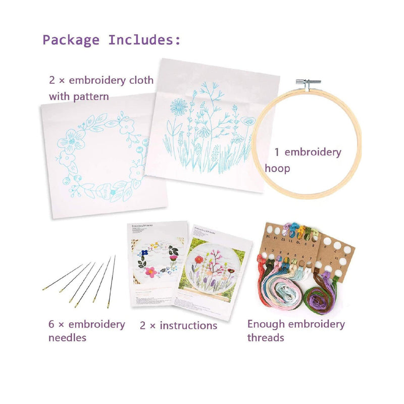 Unime Full Range Of Embroidery Starter Kit With Partten | Cross Stitch Kit Including Embroidery Fabric With Color Pattern