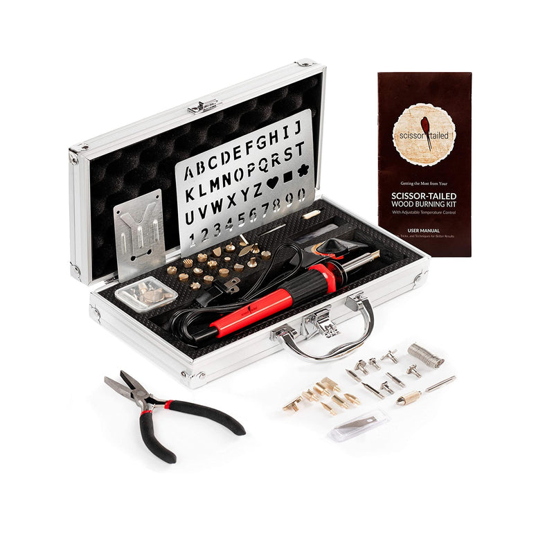 Premium Wood Burning Kit 43PCS | 36Tips | Adjustable Temperature Pen With Safety Stand | Metal Stencil&Pliers