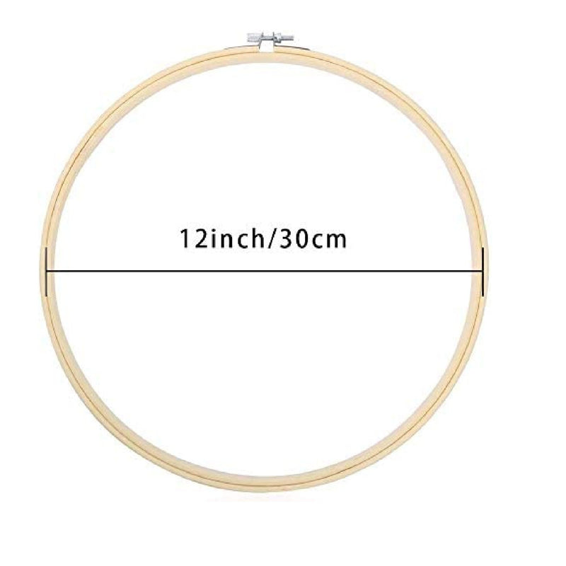 WOWOSS 6 Pieces 12 Inch Adjustable Wooden Round Embroidery Hoops Bamboo Circle Cross Stitch