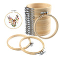 FEBSNOW 16 Pieces 4 Inch Adjustable Embroidery Hoops Bamboo Circle Cross Stitch Hoop Ring for Craft Practice Sewing Material