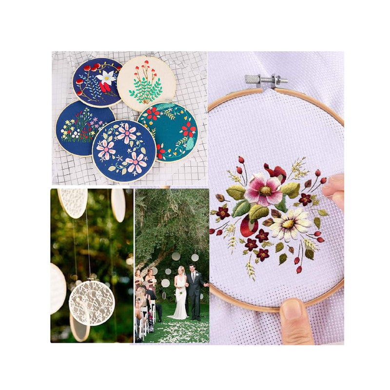 Better Crafts 6 Pieces Embroidery Hoop Wooden Circle Cross Stitch