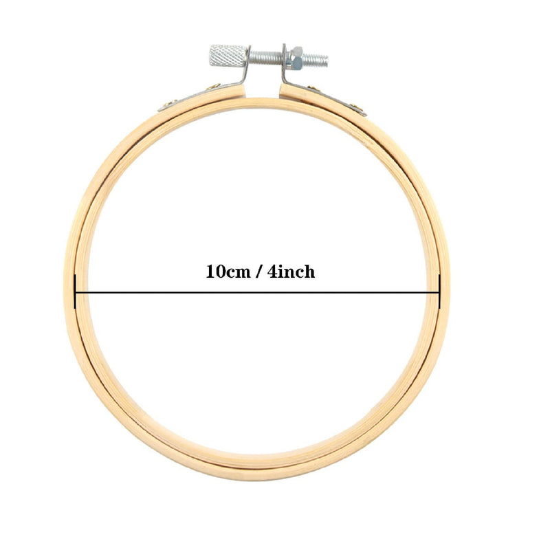 FEBSNOW 16 Pieces 4 Inch Adjustable Embroidery Hoops Bamboo Circle Cross Stitch Hoop Ring for Craft Practice Sewing Material