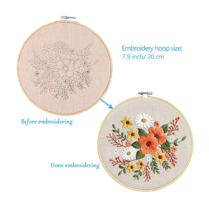Full Range of Pattern Embroidery Starter Kit | Kissbuty Printed Embroidery Kit Including Embroidery Fabric With Pattern