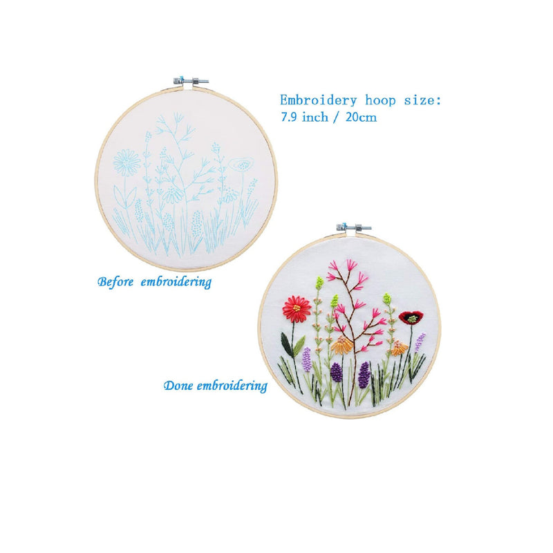 3 Pack Embroidery Starter Kit with Pattern, Kissbuty Full Range of Stamped  Embroidery Kit Including Embroidery Fabric with Pattern, Bamboo Embroidery