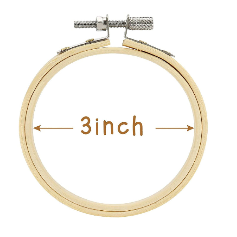 BigOtters | 3 Inch Embroidery Hoops | Adjustable | Bamboo | For Cross Stitch