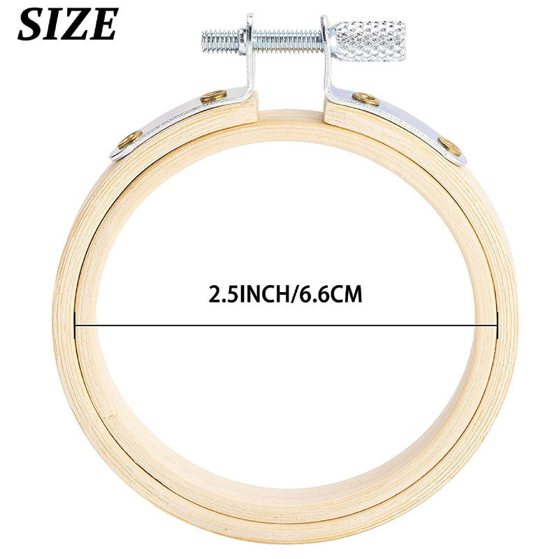 Caydo 10 Pieces 2.5 Inch Mini Bamboo Circle Embroidery Hoops, Cross Stitch Hoop for Embroidery
