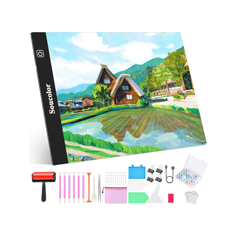 Diamond Painting Accessories and Tools Kits, with A4 LED Light Pad | for Diamond Painting Soucolor Light Board Box