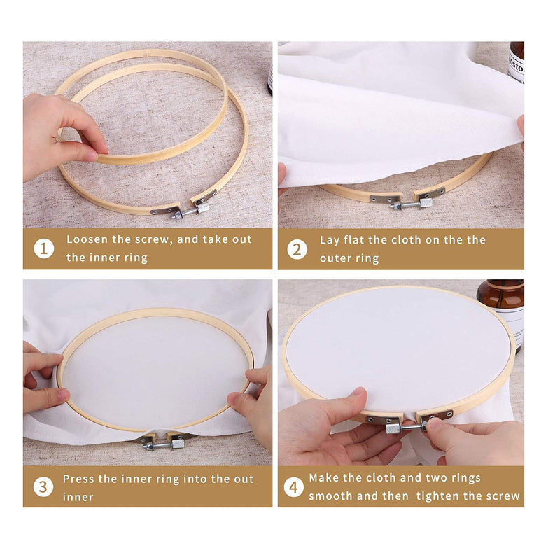 Round Bamboo Embroidery Hoop | Umoonfine 8 Pieces 8 Inches Embroidery Hoops Bamboo Circle Cross Stitch Hoop
