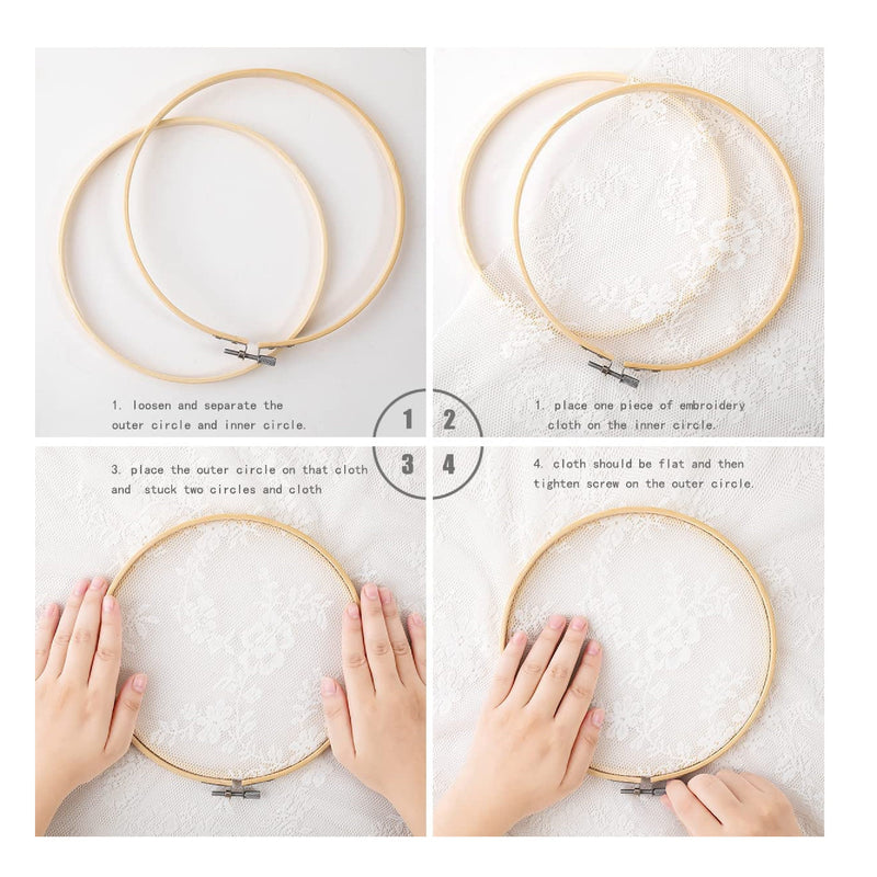 Matchne Embroidery Hoop 6 Pieces 4-10 Inches For Easily Loosen/Tighten Cross Stitch Supplies