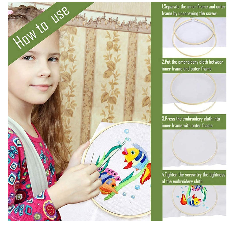 Caydo 7 Pieces 7 Sizes Embroidery Hoops Set 4 Inch to 12 Inch Bamboo Circle