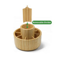 Bamboo Pen Holder Organizer |  Round Rotating Art Supply Organizer | Hold 420 Pencils | Desktop Storage