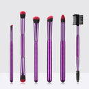 6 Pcs Purple Eye Brush Set Portable Soft Hair Eyeshadow Eyebrow Makeup Tool For Girls And Women Daily Makeup