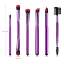 6 Pcs Purple Eye Brush Set Portable Soft Hair Eyeshadow Eyebrow Makeup Tool For Girls And Women Daily Makeup