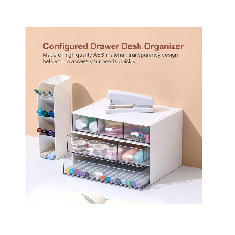 Comix Desk Organizer with 6 Drawers | Rectangular Desktop Drawers | Plastic Makeup Storage | Desk Organizer and Accessorie