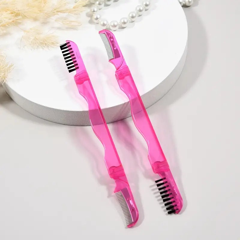 2 In 1 Portable Foldable Double-ended Eyelash Brush Eyelash Comb Eyebrow Comb Makeup Tools Beauty Tool For Woman Girl