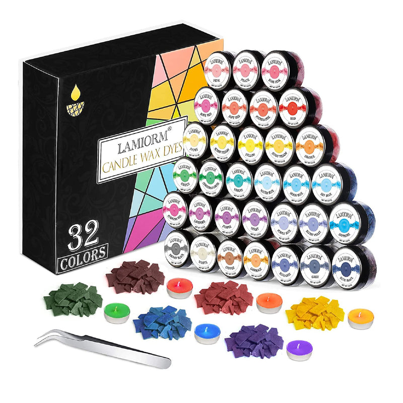 Candle Dye | 32 Colors Wax Dye For Candle Making (0.2 oz Per Color) DIY Candle Color Dye For Soy Max