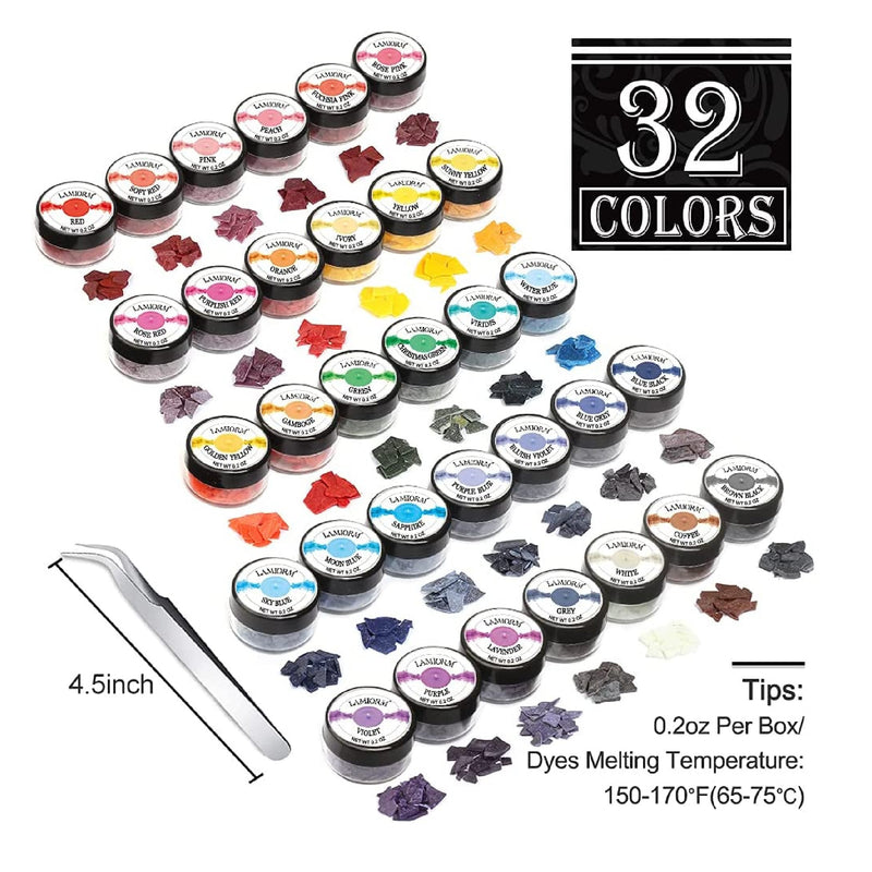 Candle Dye | 32 Colors Wax Dye For Candle Making (0.2 oz Per Color) DIY Candle Color Dye For Soy Max